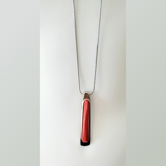 Chico's Red Contemporary Modern Sleek Long Snake Chain 30" Necklace - Picture 1 of 2